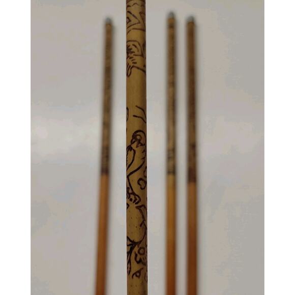 4 Vintage Seki Hamono KK Bamboo Stainless Tip Etched Chopsticks - Picture 4 of 5